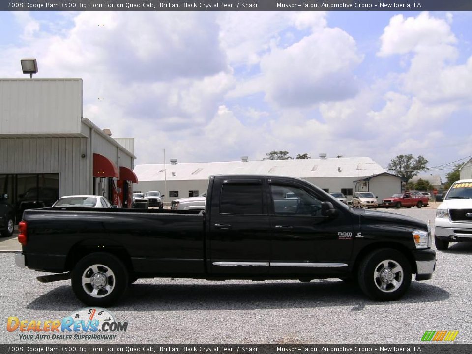 2008 Dodge Ram 3500 Big Horn Edition Quad Cab Brilliant Black Crystal Pearl / Khaki Photo #2