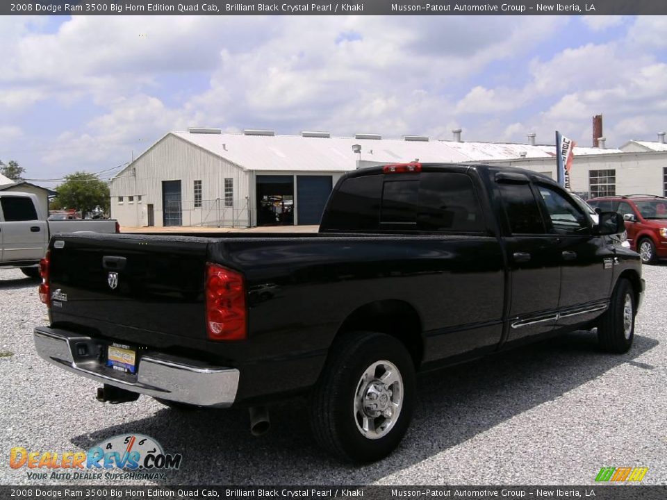 2008 Dodge Ram 3500 Big Horn Edition Quad Cab Brilliant Black Crystal Pearl / Khaki Photo #3
