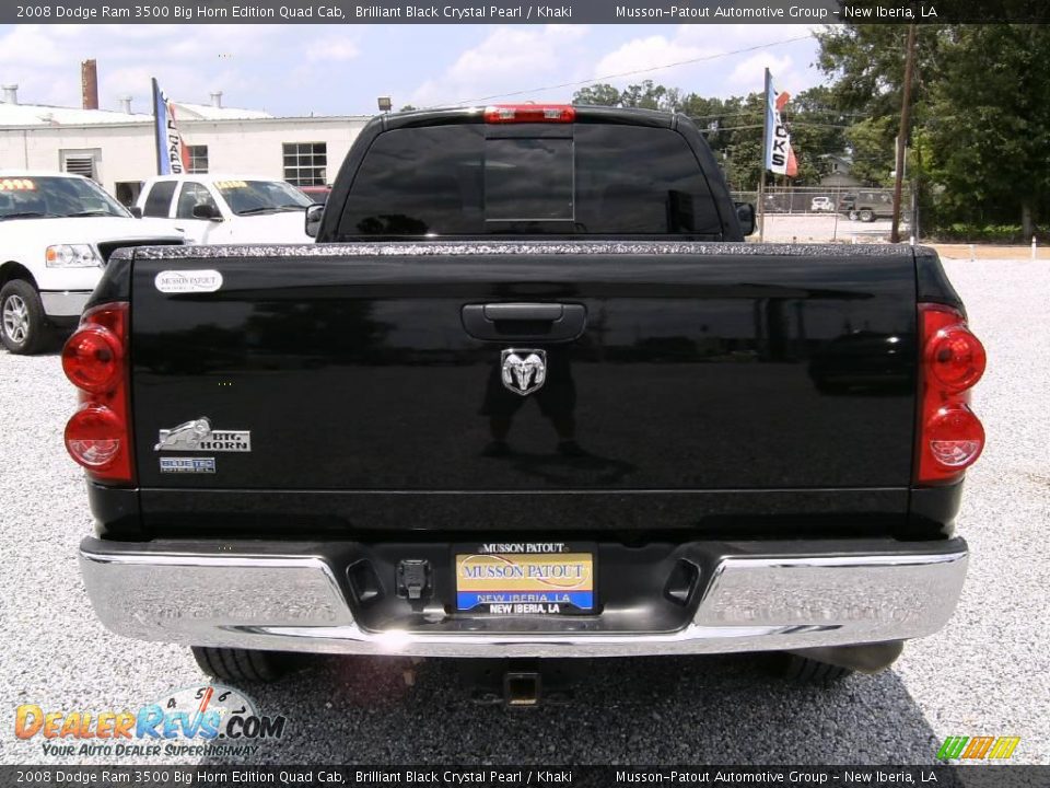 2008 Dodge Ram 3500 Big Horn Edition Quad Cab Brilliant Black Crystal Pearl / Khaki Photo #4