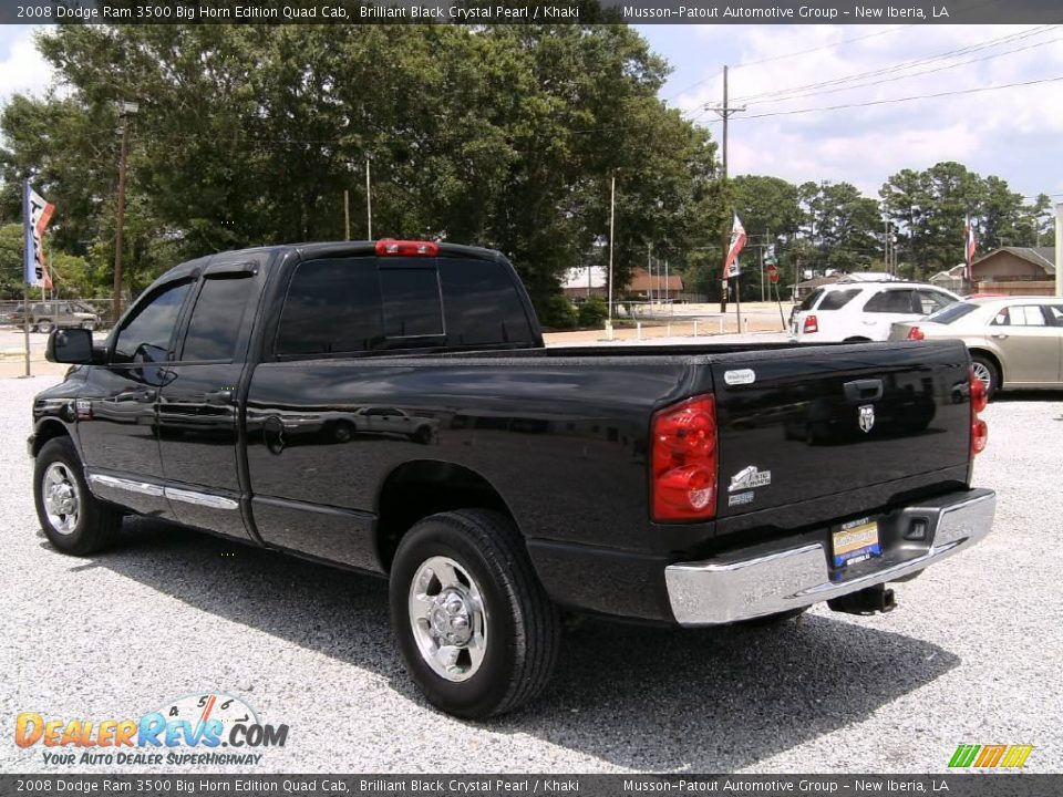 2008 Dodge Ram 3500 Big Horn Edition Quad Cab Brilliant Black Crystal Pearl / Khaki Photo #5