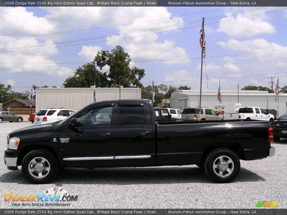 2008 Dodge Ram 3500 Big Horn Edition Quad Cab Brilliant Black Crystal Pearl / Khaki Photo #6