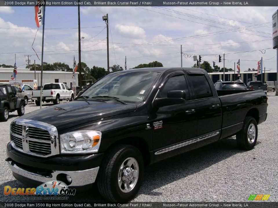 2008 Dodge Ram 3500 Big Horn Edition Quad Cab Brilliant Black Crystal Pearl / Khaki Photo #7