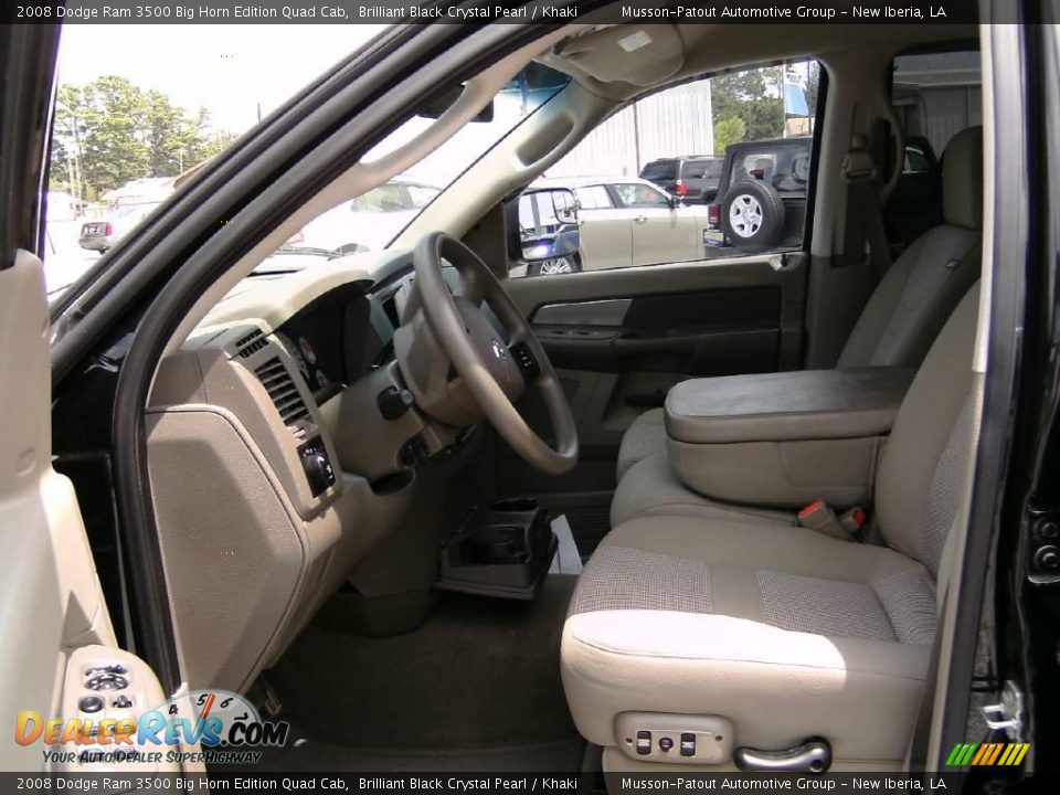 2008 Dodge Ram 3500 Big Horn Edition Quad Cab Brilliant Black Crystal Pearl / Khaki Photo #9