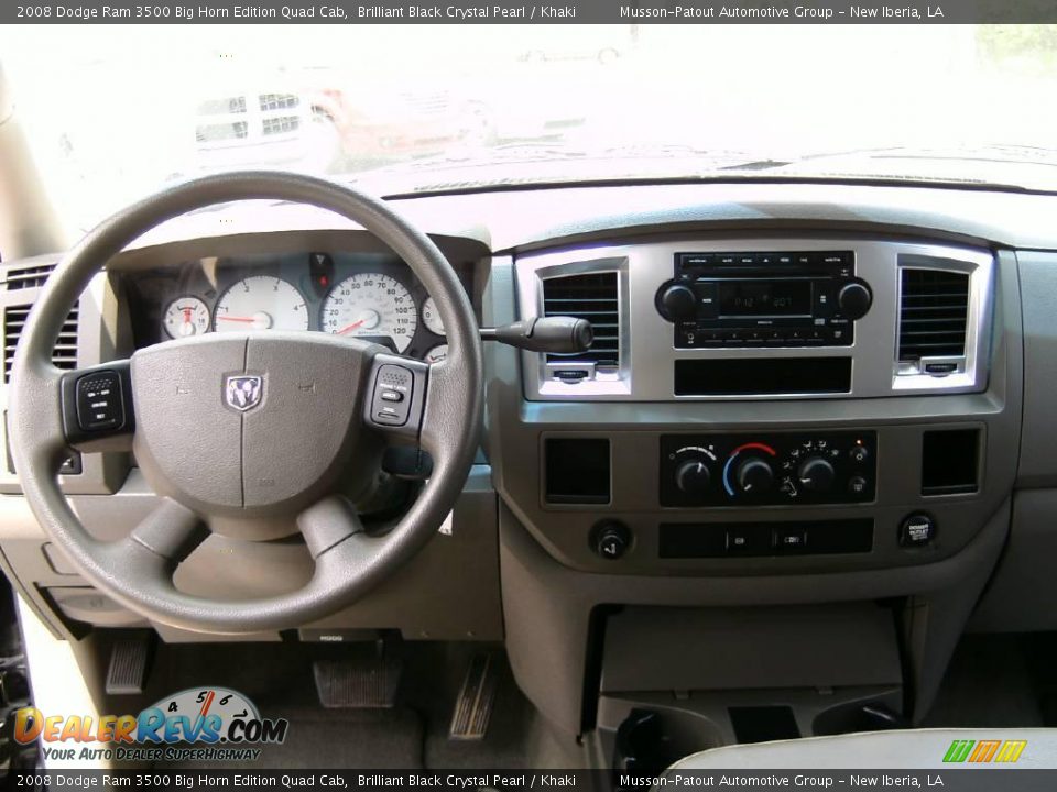 2008 Dodge Ram 3500 Big Horn Edition Quad Cab Brilliant Black Crystal Pearl / Khaki Photo #11