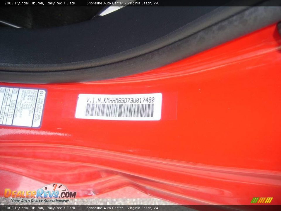 2003 Hyundai Tiburon Rally Red / Black Photo #19