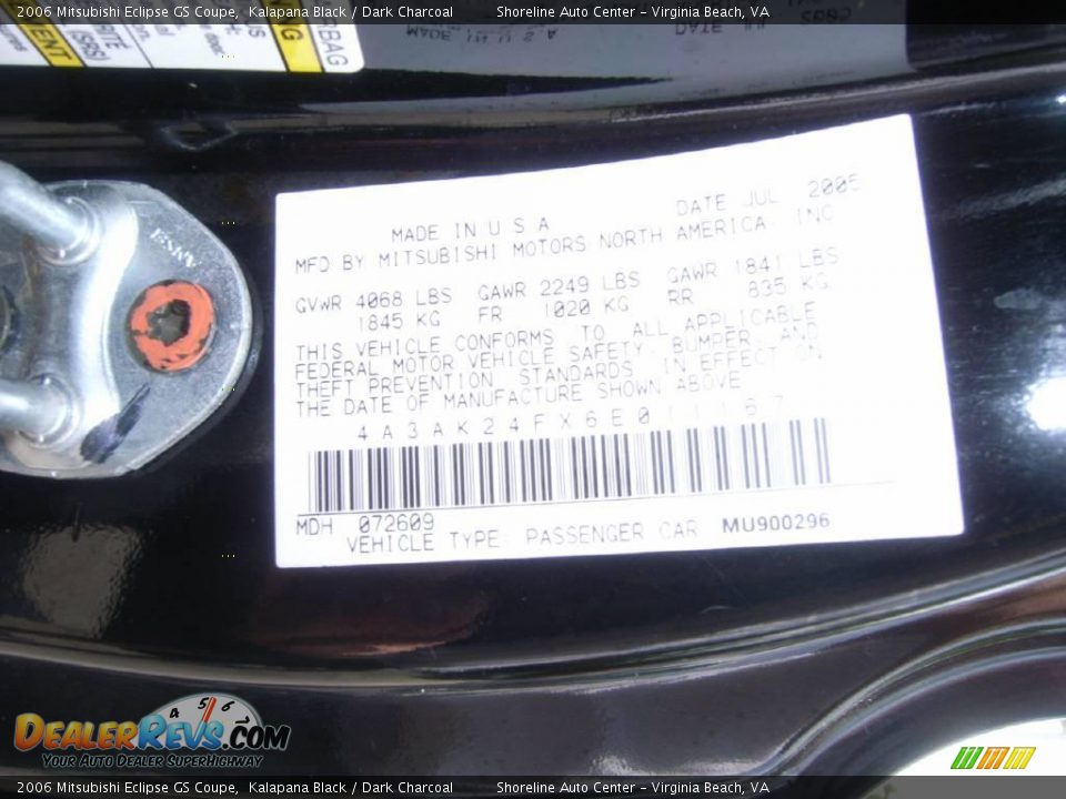 2006 Mitsubishi Eclipse GS Coupe Kalapana Black / Dark Charcoal Photo #17