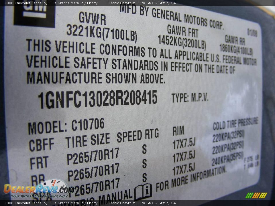 2008 Chevrolet Tahoe LS Blue Granite Metallic / Ebony Photo #30