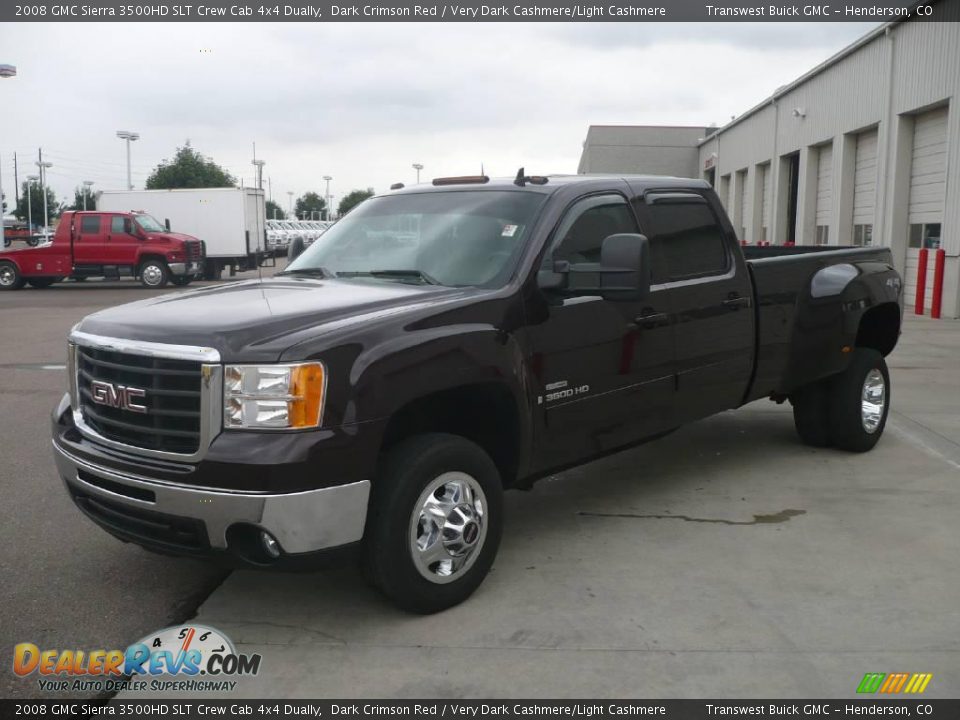 2008 GMC Sierra 3500HD SLT Crew Cab 4x4 Dually Dark Crimson Red / Very Dark Cashmere/Light Cashmere Photo #3