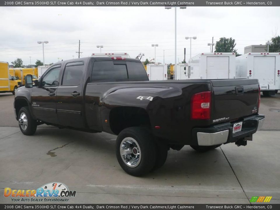 2008 GMC Sierra 3500HD SLT Crew Cab 4x4 Dually Dark Crimson Red / Very Dark Cashmere/Light Cashmere Photo #4