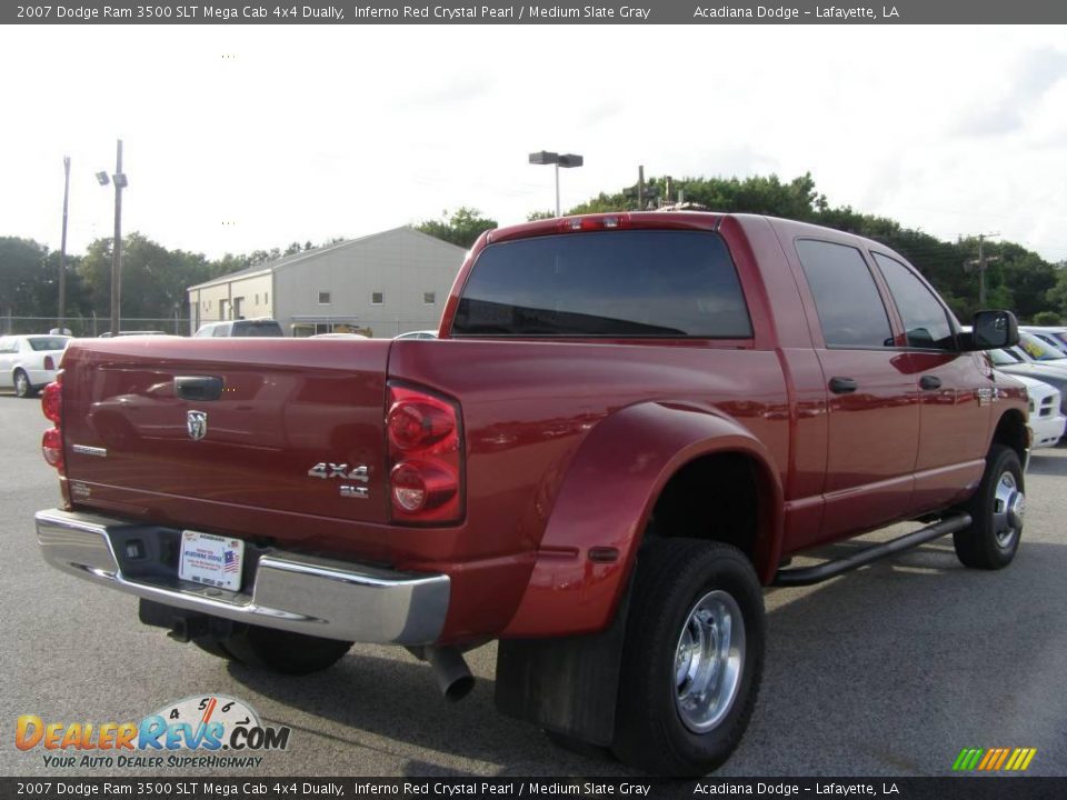 2007 Dodge Ram 3500 SLT Mega Cab 4x4 Dually Inferno Red Crystal Pearl / Medium Slate Gray Photo #3