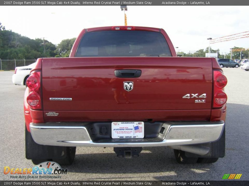 2007 Dodge Ram 3500 SLT Mega Cab 4x4 Dually Inferno Red Crystal Pearl / Medium Slate Gray Photo #4