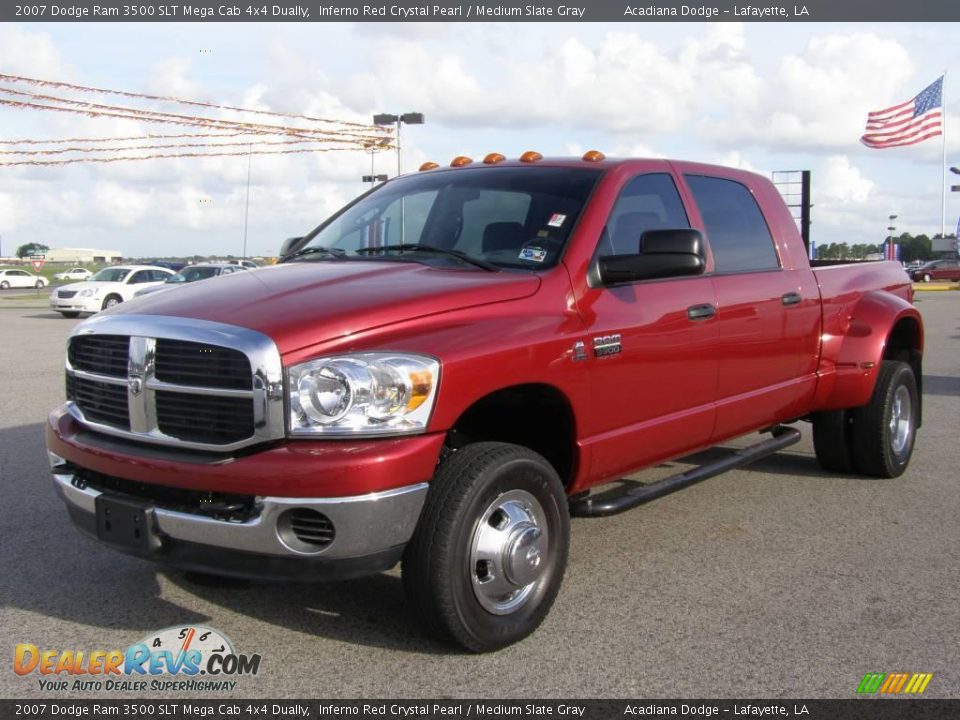 2007 Dodge Ram 3500 SLT Mega Cab 4x4 Dually Inferno Red Crystal Pearl / Medium Slate Gray Photo #7