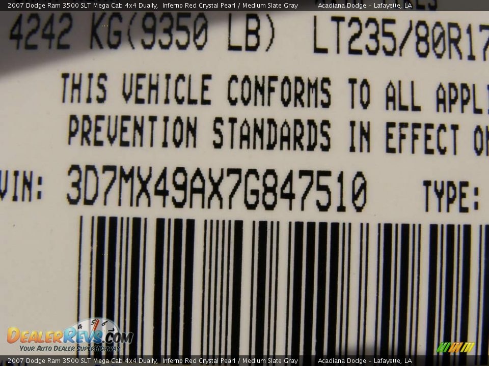 2007 Dodge Ram 3500 SLT Mega Cab 4x4 Dually Inferno Red Crystal Pearl / Medium Slate Gray Photo #13