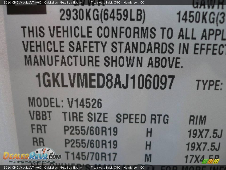 2010 GMC Acadia SLT AWD Quicksilver Metallic / Ebony Photo #10