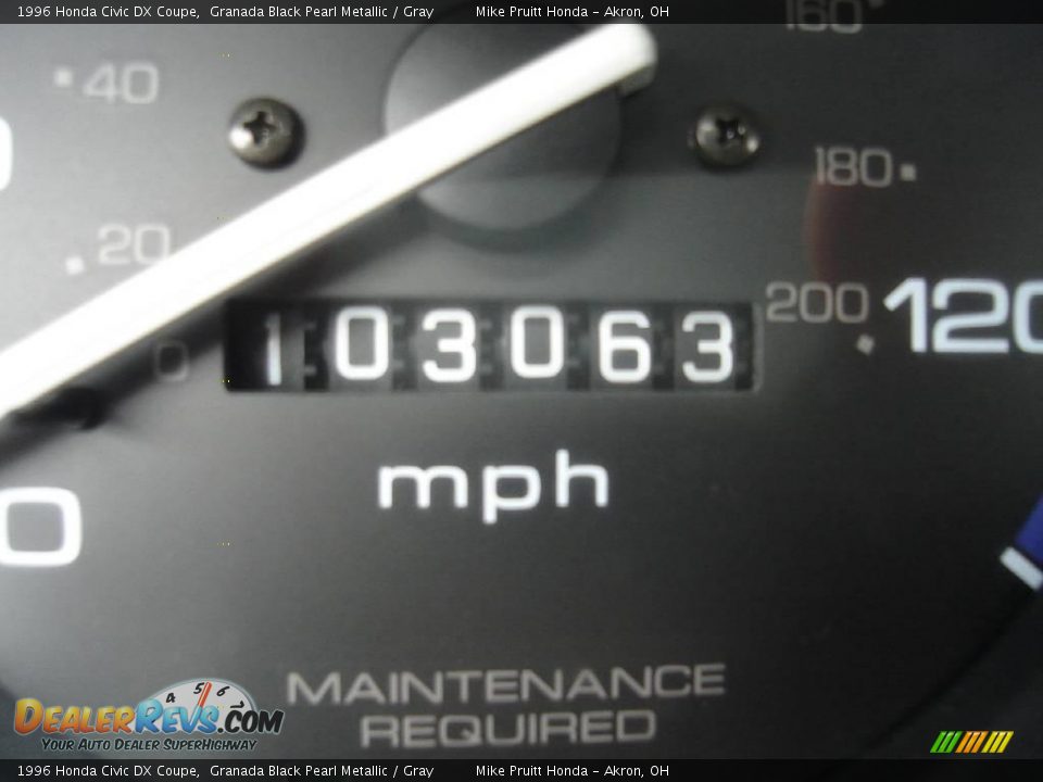 1996 Honda Civic DX Coupe Granada Black Pearl Metallic / Gray Photo #21