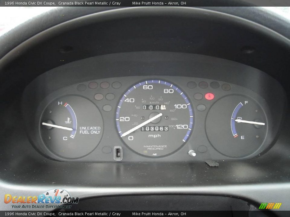 1996 Honda Civic DX Coupe Granada Black Pearl Metallic / Gray Photo #22