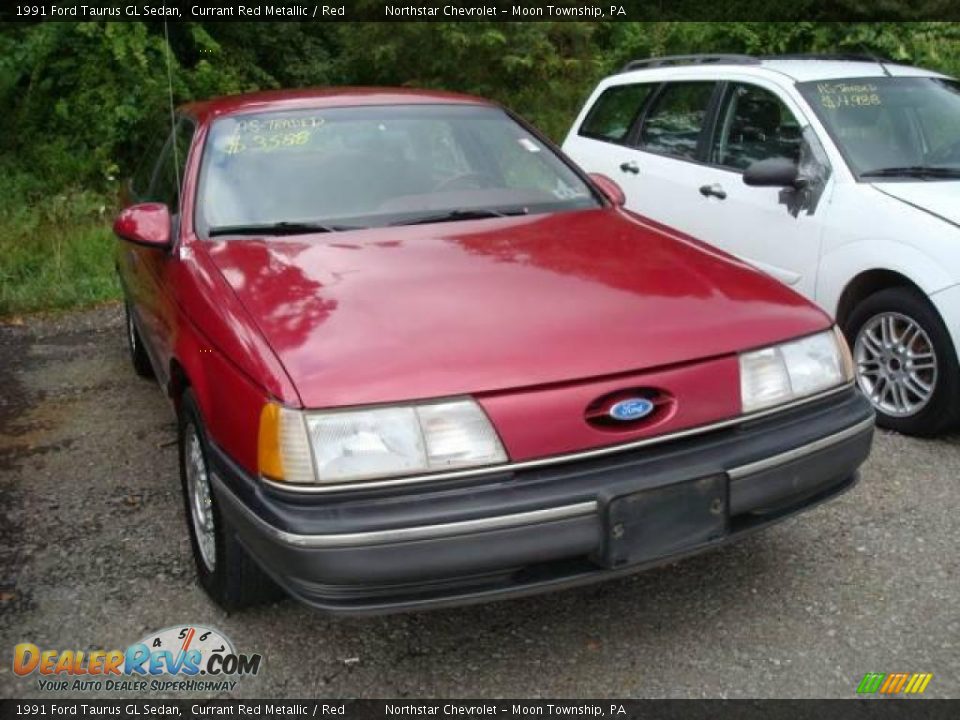 1991 Ford Taurus GL Sedan Currant Red Metallic / Red Photo #1