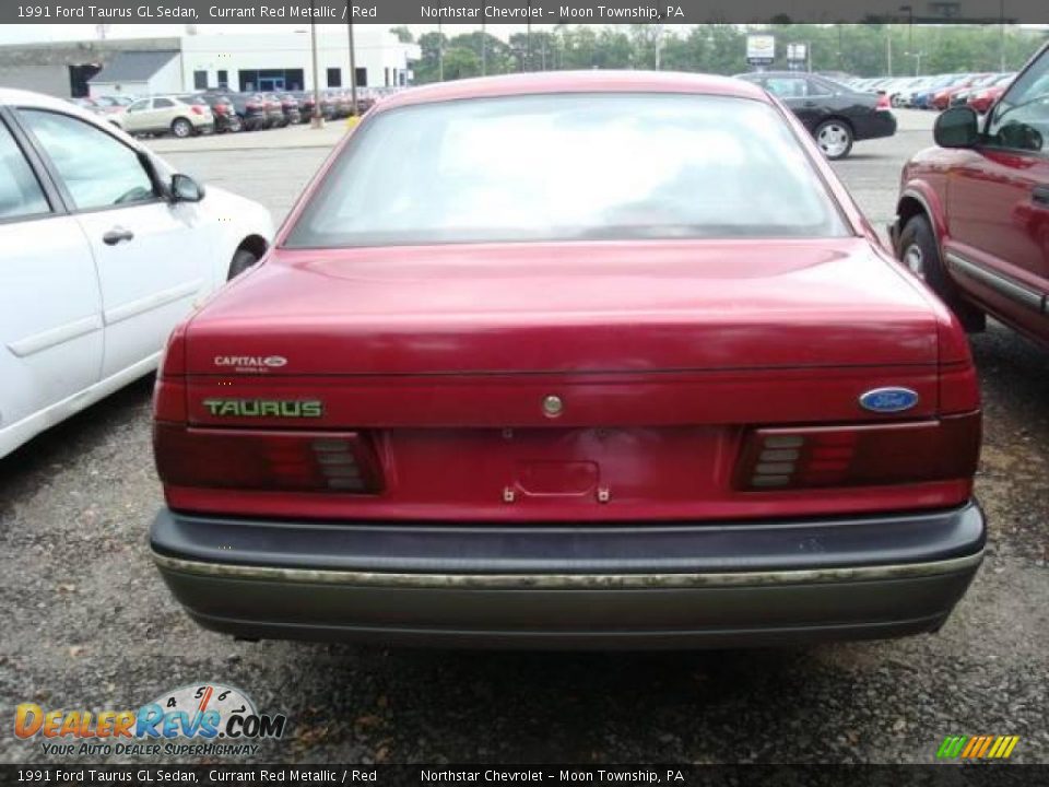 1991 Ford Taurus GL Sedan Currant Red Metallic / Red Photo #3