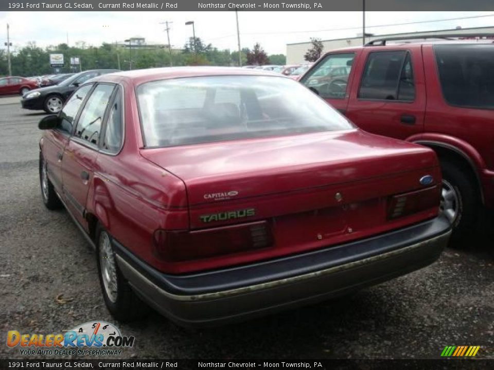 1991 Ford Taurus GL Sedan Currant Red Metallic / Red Photo #4