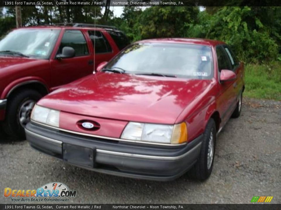 1991 Ford Taurus GL Sedan Currant Red Metallic / Red Photo #5