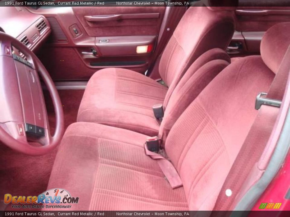 1991 Ford Taurus GL Sedan Currant Red Metallic / Red Photo #8