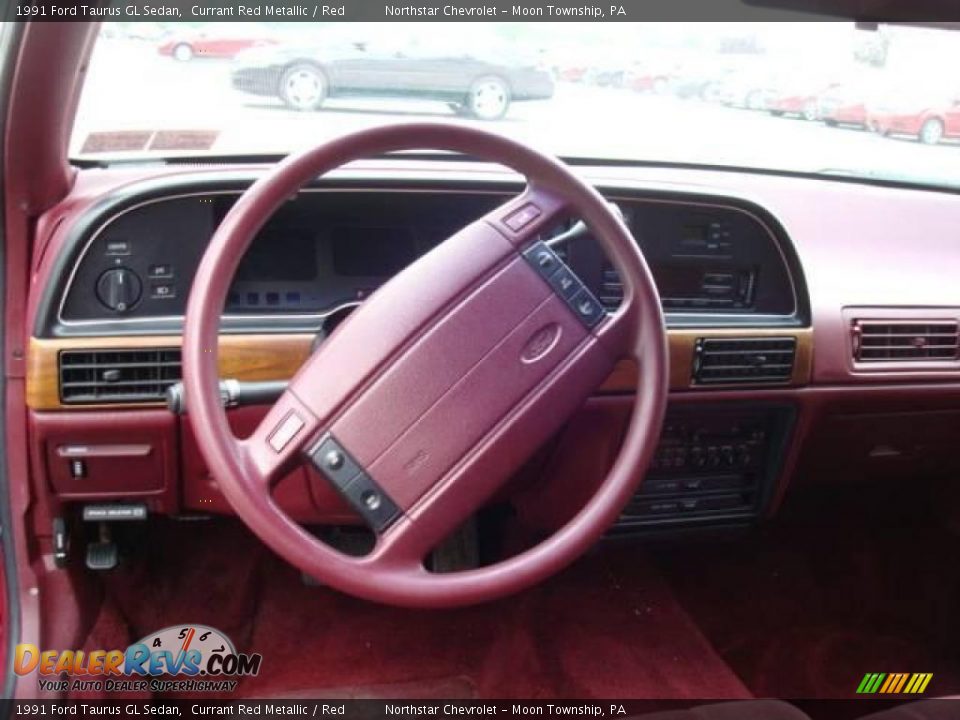 1991 Ford Taurus GL Sedan Currant Red Metallic / Red Photo #10