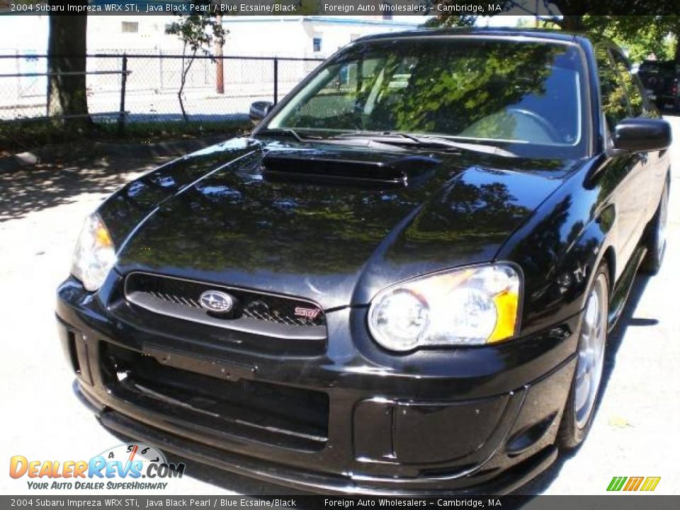 2004 Subaru Impreza WRX STi Java Black Pearl / Blue Ecsaine/Black Photo #4