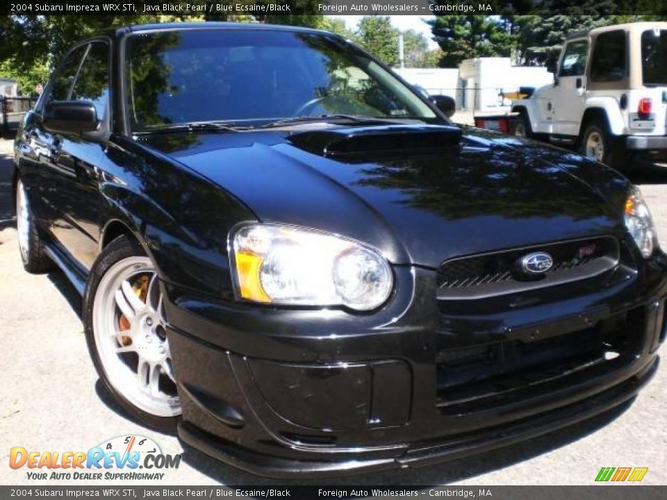 2004 Subaru Impreza WRX STi Java Black Pearl / Blue Ecsaine/Black Photo #13
