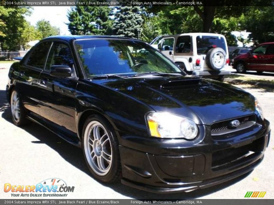 2004 Subaru Impreza WRX STi Java Black Pearl / Blue Ecsaine/Black Photo #19