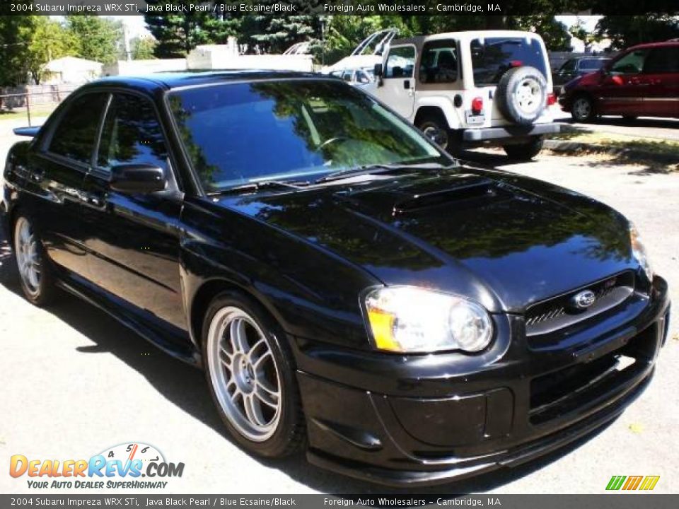 2004 Subaru Impreza WRX STi Java Black Pearl / Blue Ecsaine/Black Photo #23