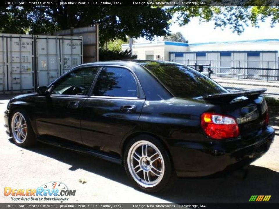 2004 Subaru Impreza WRX STi Java Black Pearl / Blue Ecsaine/Black Photo #26