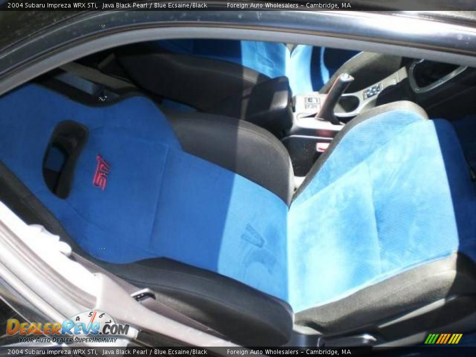 2004 Subaru Impreza WRX STi Java Black Pearl / Blue Ecsaine/Black Photo #35
