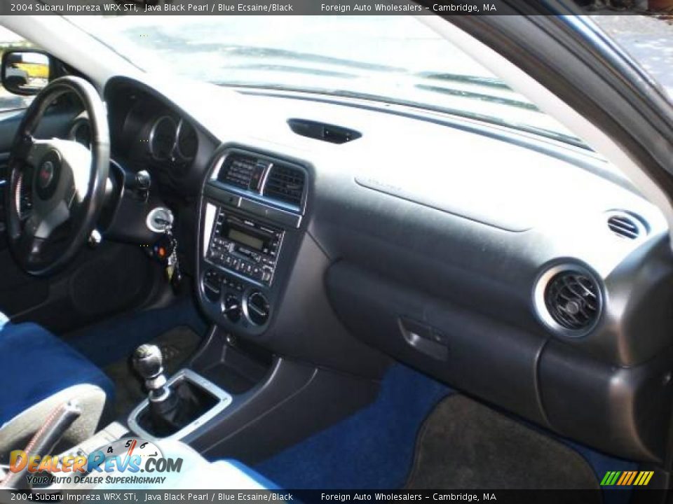 2004 Subaru Impreza WRX STi Java Black Pearl / Blue Ecsaine/Black Photo #36