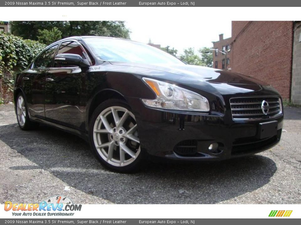 2009 Nissan Maxima 3.5 SV Premium Super Black / Frost Leather Photo #2