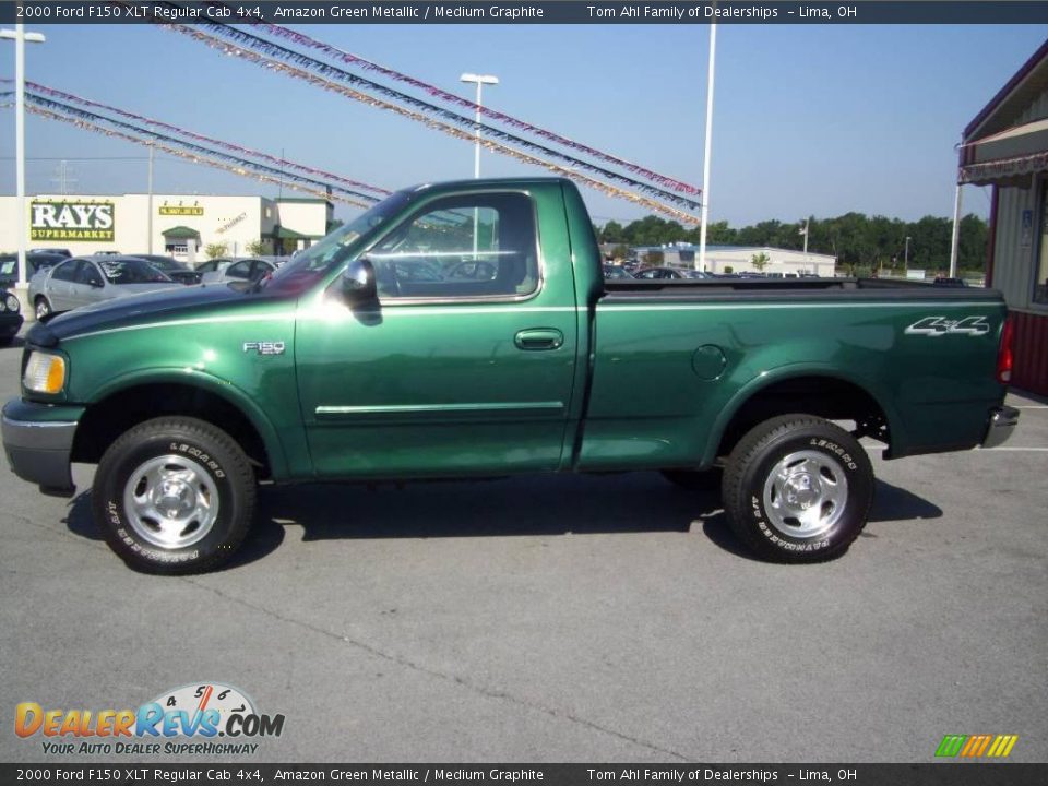 2000 Ford F150 XLT Regular Cab 4x4 Amazon Green Metallic / Medium Graphite Photo #2