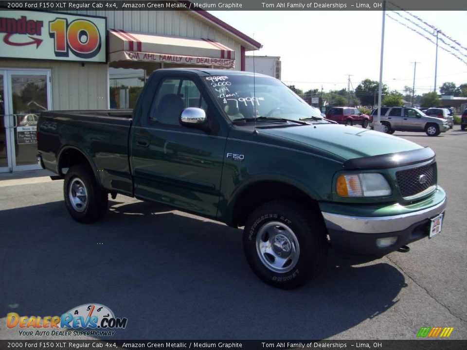 2000 Ford F150 XLT Regular Cab 4x4 Amazon Green Metallic / Medium Graphite Photo #7