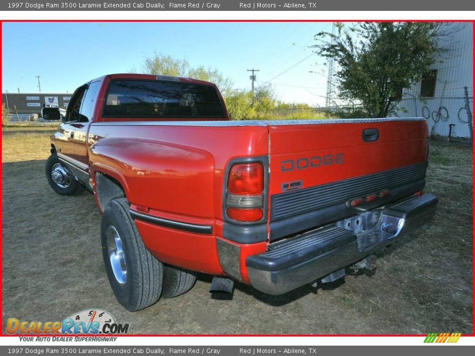1997 Dodge Ram 3500 Laramie Extended Cab Dually Flame Red / Gray Photo #3