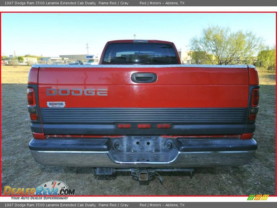1997 Dodge Ram 3500 Laramie Extended Cab Dually Flame Red / Gray Photo #4