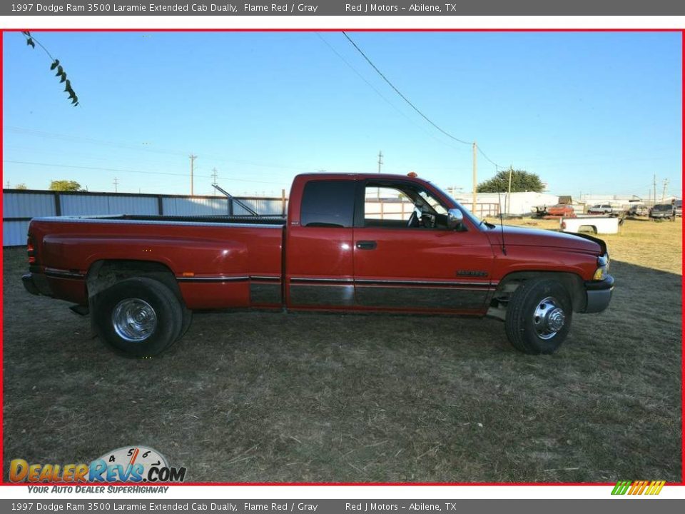 1997 Dodge Ram 3500 Laramie Extended Cab Dually Flame Red / Gray Photo #8