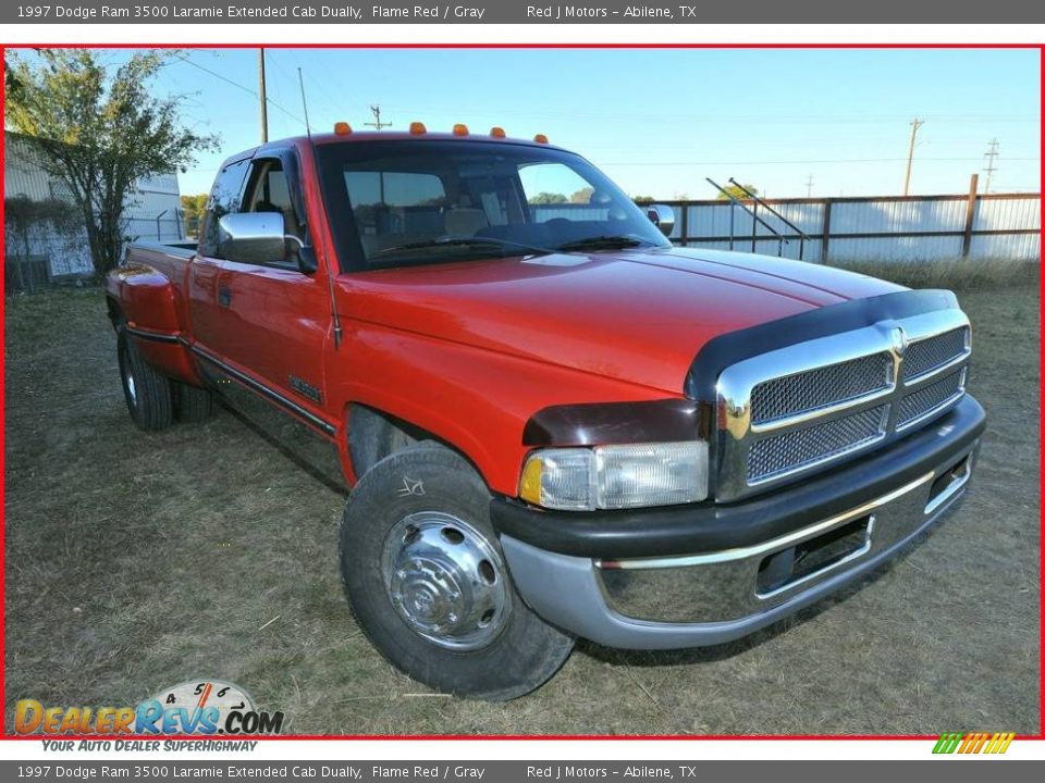 1997 Dodge Ram 3500 Laramie Extended Cab Dually Flame Red / Gray Photo #9