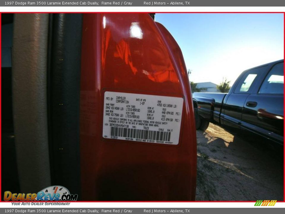 1997 Dodge Ram 3500 Laramie Extended Cab Dually Flame Red / Gray Photo #28
