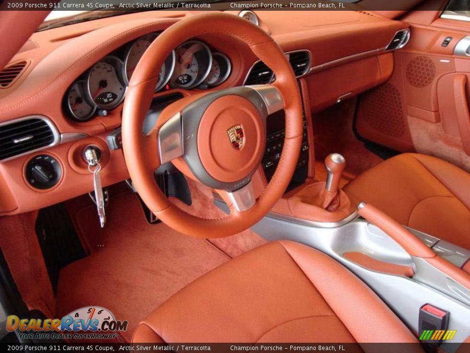 2009 Porsche 911 Carrera 4S Coupe Arctic Silver Metallic / Terracotta Photo #10