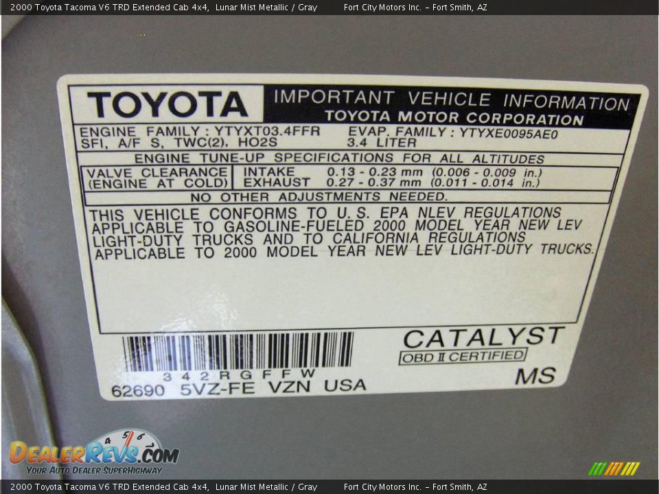 2000 Toyota Tacoma V6 TRD Extended Cab 4x4 Lunar Mist Metallic / Gray Photo #23