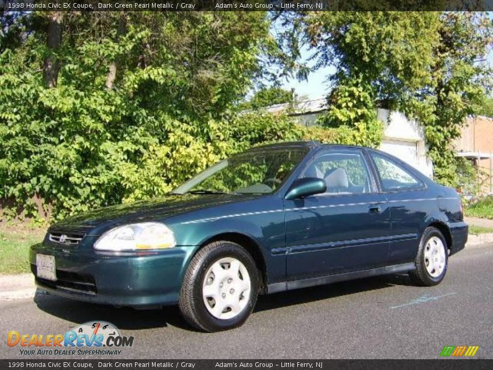 1998 Honda Civic EX Coupe Dark Green Pearl Metallic / Gray Photo #1