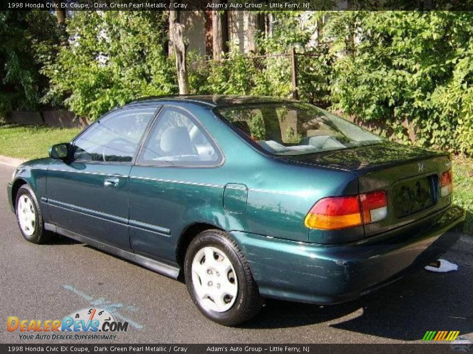 1998 Honda Civic EX Coupe Dark Green Pearl Metallic / Gray Photo 3