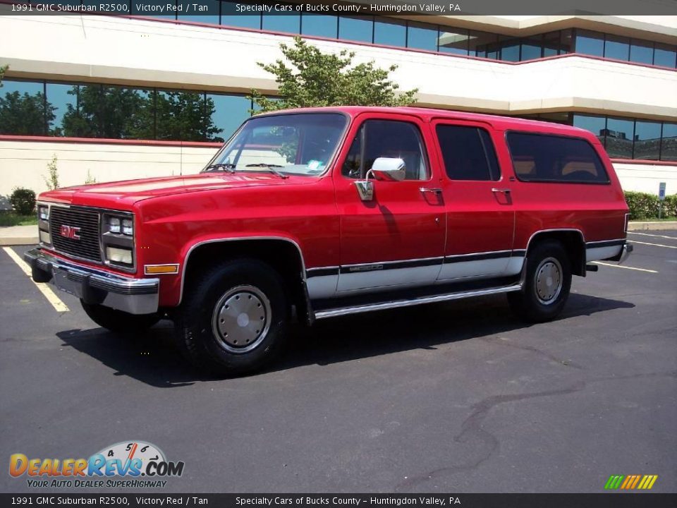 1991 GMC Suburban R2500 Victory Red / Tan Photo #2