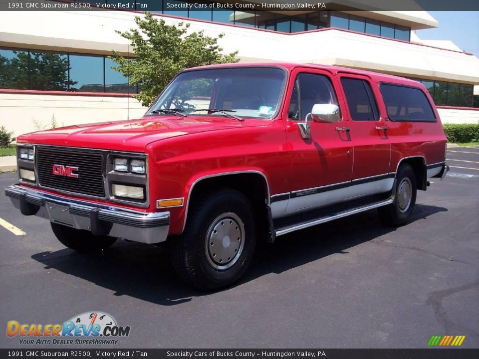 1991 GMC Suburban R2500 Victory Red / Tan Photo #3