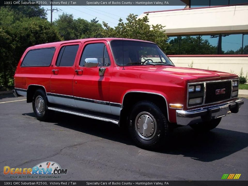 1991 GMC Suburban R2500 Victory Red / Tan Photo #17