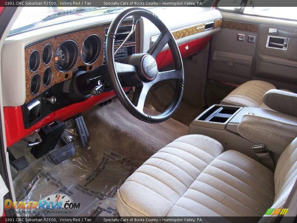 1991 GMC Suburban R2500 Victory Red / Tan Photo #23