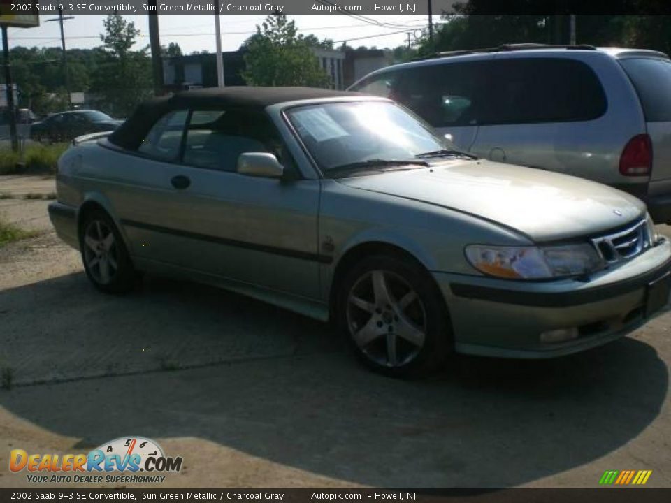 2002 Saab 9-3 SE Convertible Sun Green Metallic / Charcoal Gray Photo #2